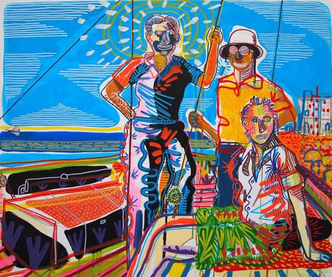 Trois personnages sur un bateau — François Glineur